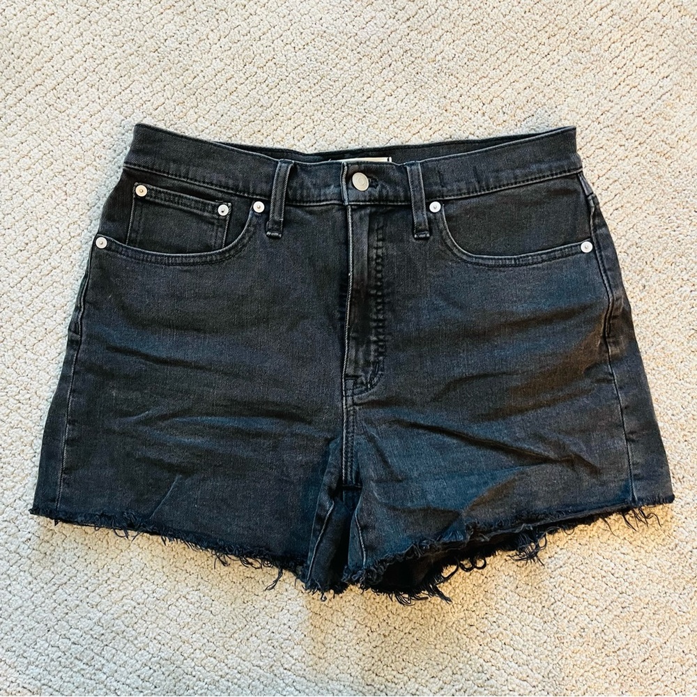 Madewell Black High-Rise Denim Shorts Cutoff, Size 28